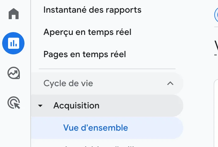 synthèse des acquisitions sur GA4